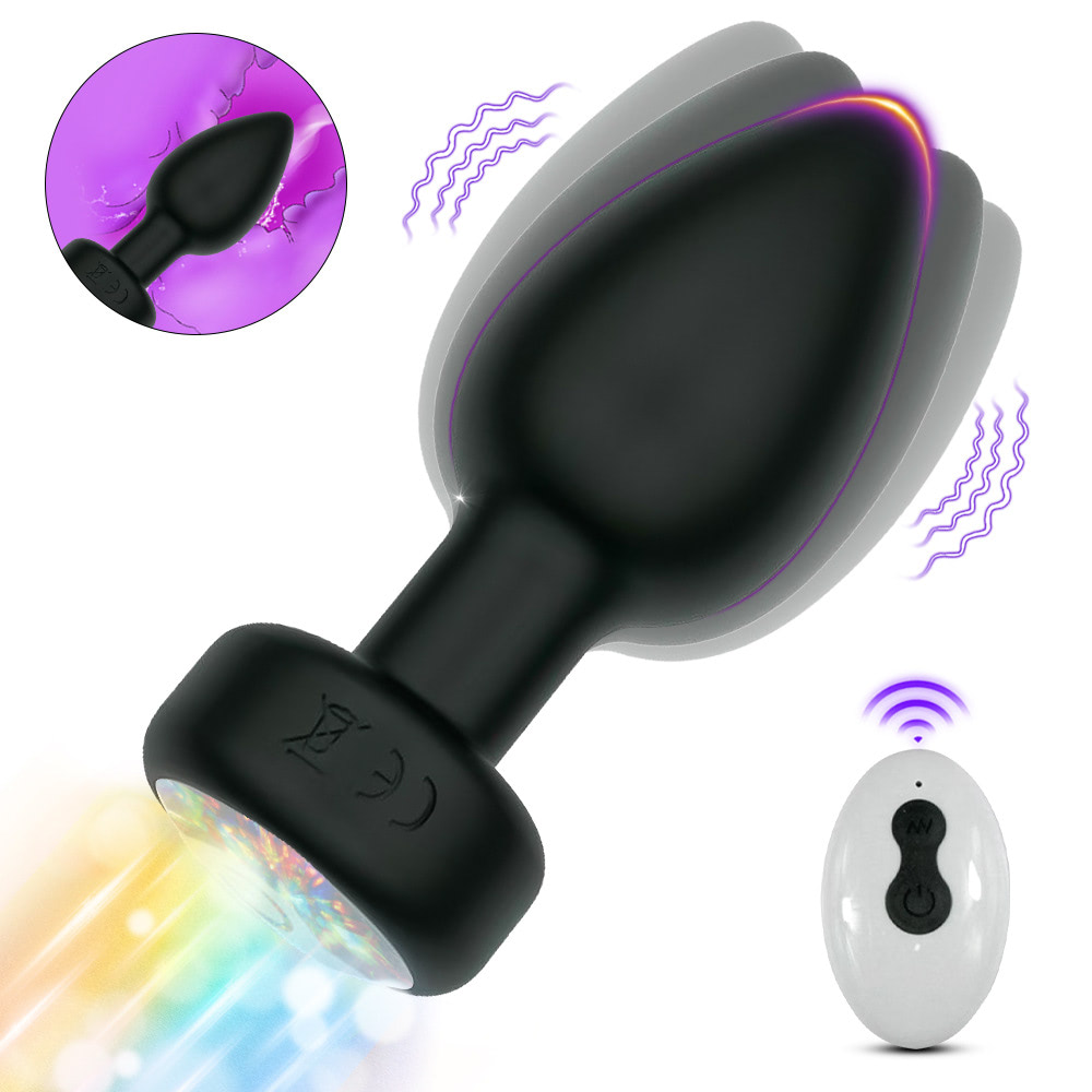 Plug de Silicone Com Vibro e Led (PL190) - Preto - Imagem 3