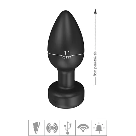Plug de Silicone Com Vibro e Led (PL190) - Preto - Imagem 2