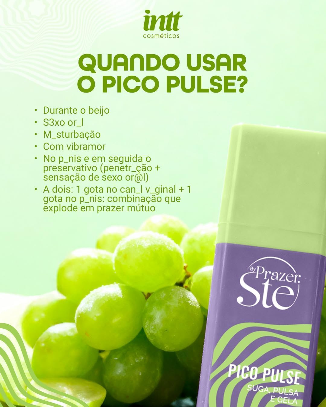 Pico Pulse Uva Verde 16g — Gel Sugador Vibra e Pulsa - Imagem 3