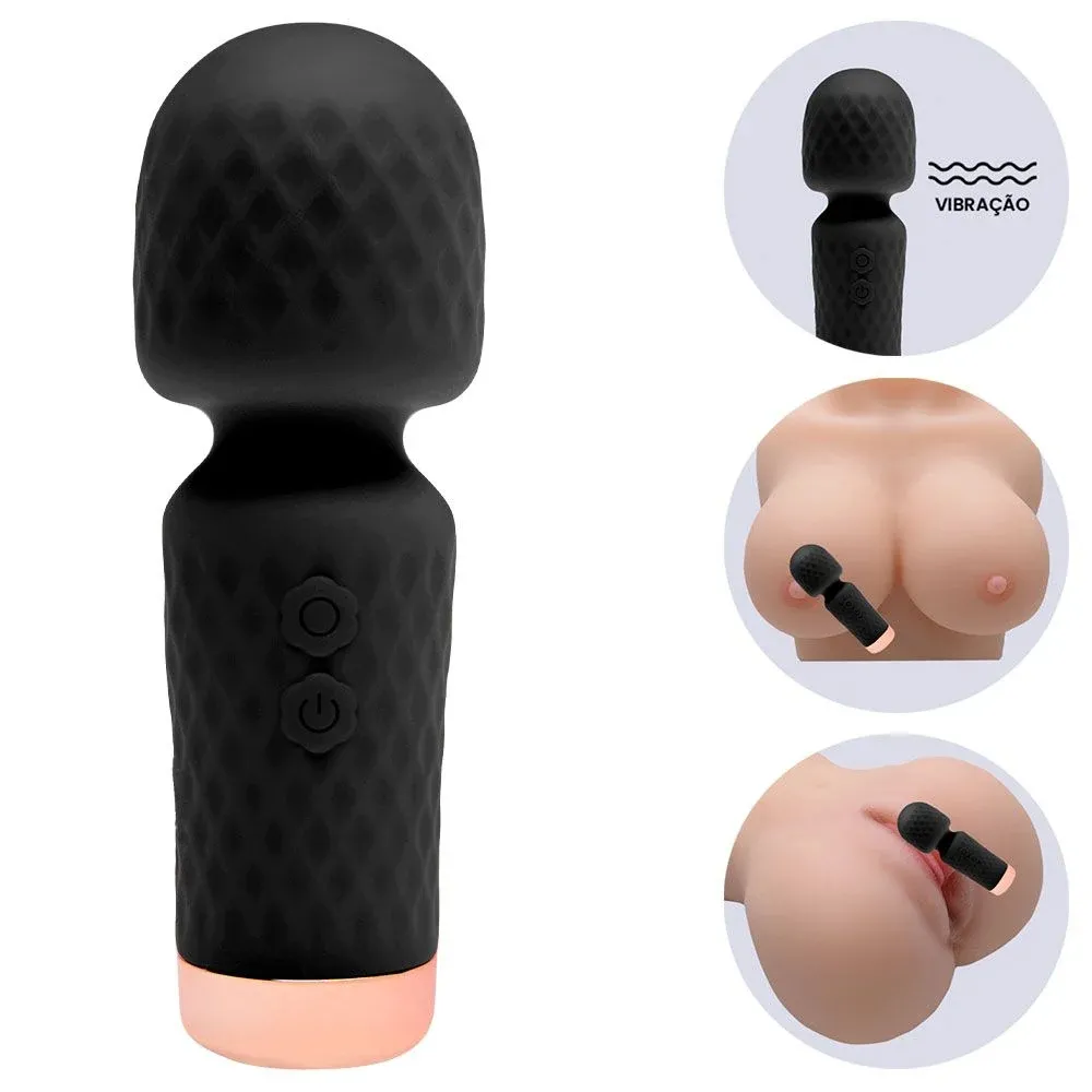 Mini Varinha Mágica com 10 Modos de Vibração – Preto - Imagem 2